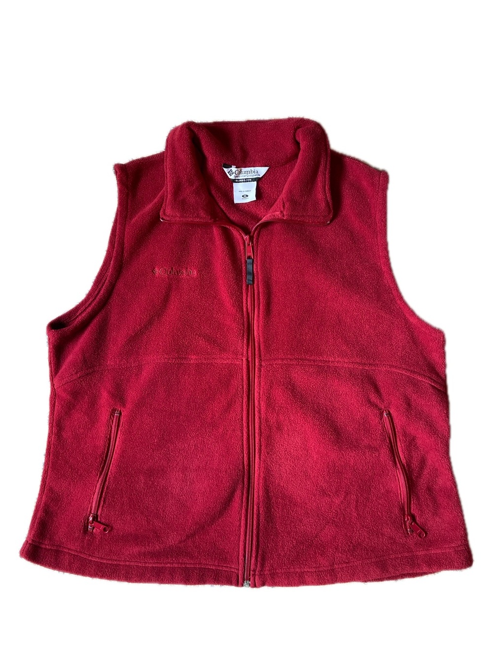 Columbia Red Fleece Vest - Zip Front Cozy Layer